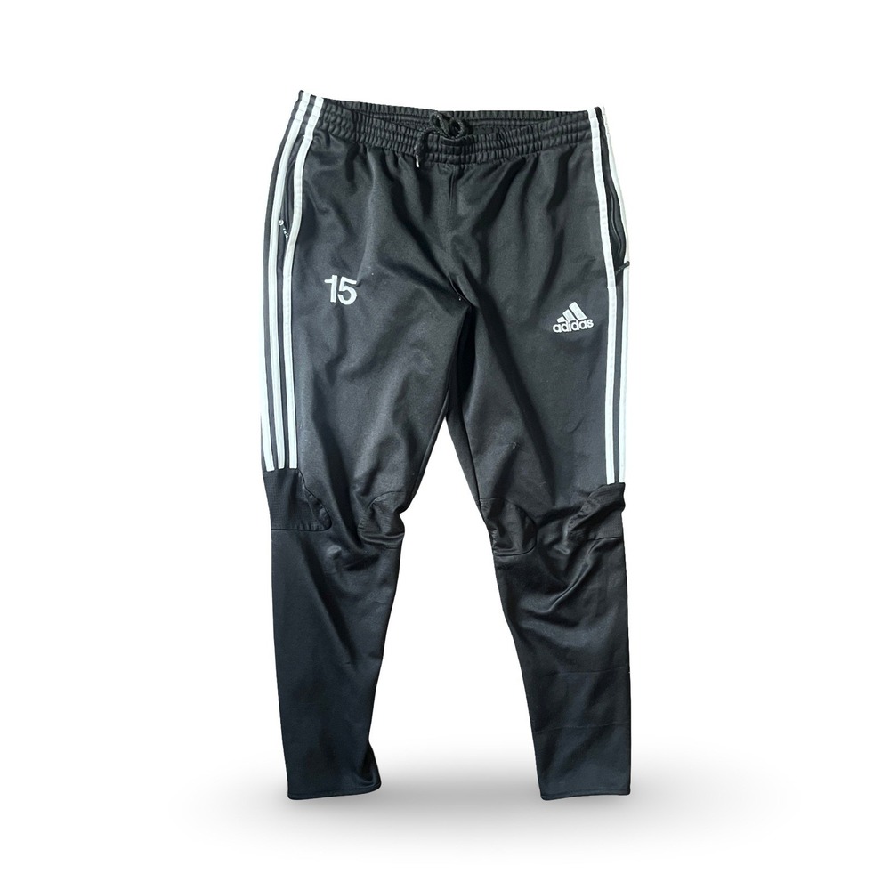 Adidas Tiro Black White Striped Soccer Training Pants Womens Medium 15 Zip Ankle